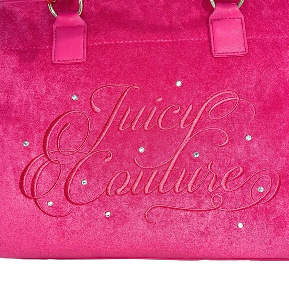 Juicy Couture Flash Pink Beach Logo Rhinestone Design Large Tote Bag NWT - Picture 6 of 10